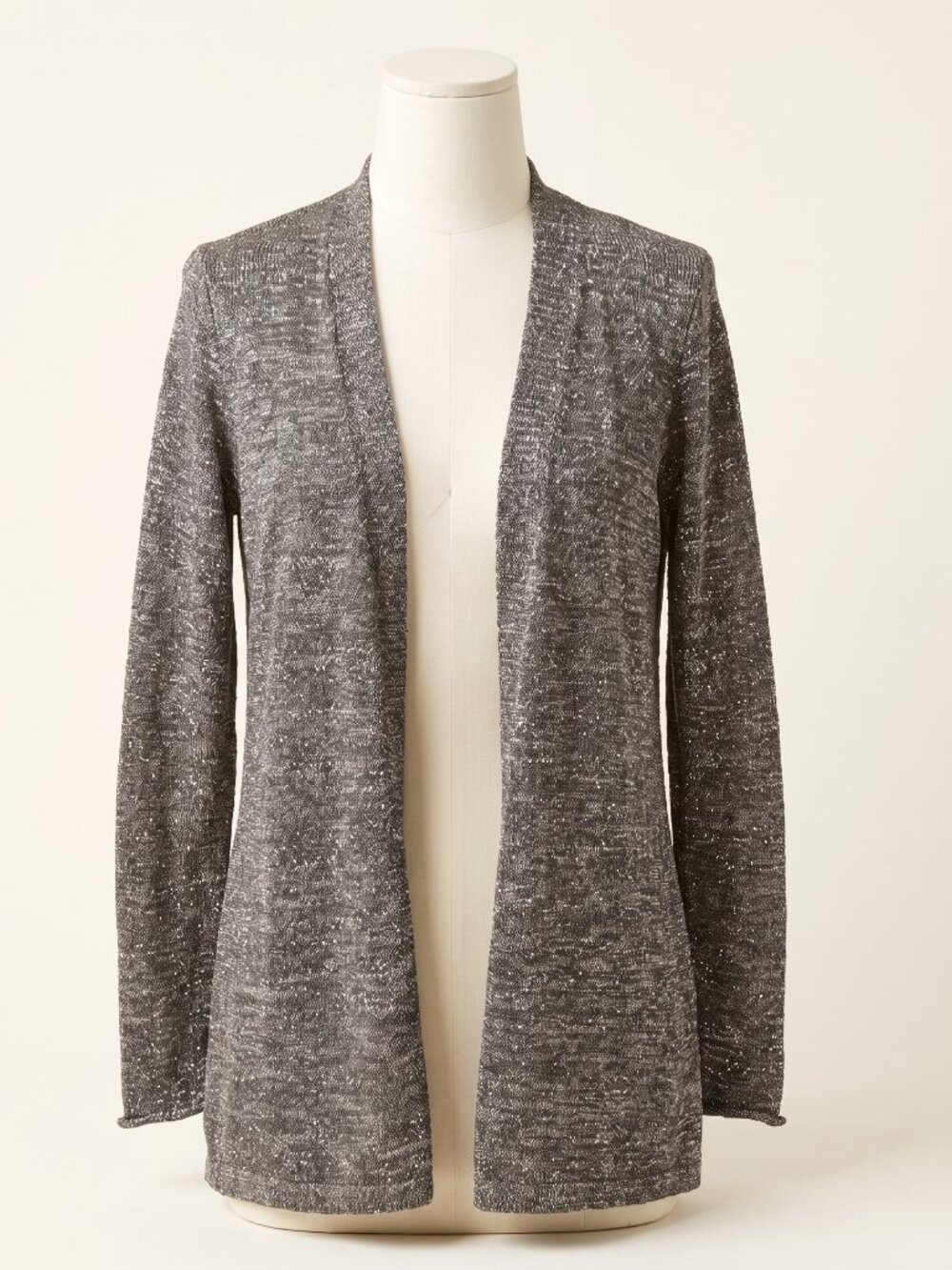 Eileen Fisher Italian Yarn Metallic Sparkle Open Front Cardigan PS Petite Small